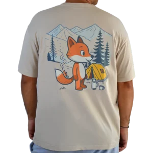 Μπεζ λούπυ T-shirt με σχέδιο μεγάλη αλεπού – Φαρδιά Γραμμή | λούπυ
