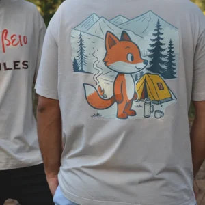 Μπεζ λούπυ T-shirt με σχέδιο μεγάλη αλεπού – Φαρδιά Γραμμή | λούπυ