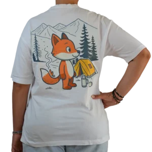 Λευκό λούπυ T-shirt με σχέδιο μεγάλη αλεπού – Φαρδιά Γραμμή | λούπυ