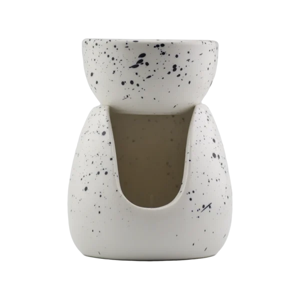 Αρωματιστής Melter Curves για Wax Melts και Αιθέρια Έλαια – Λευκός με μαύρες πιτσιλιές | λούπυ